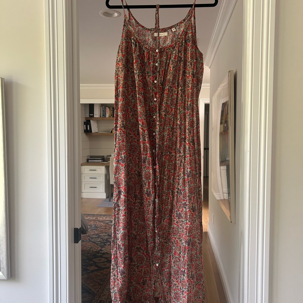 Doen Red Floral Midi Dress